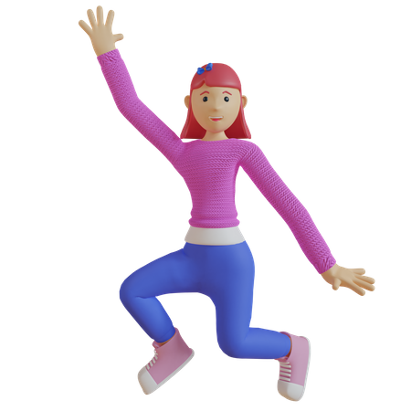 Femme sautant de joie  3D Illustration