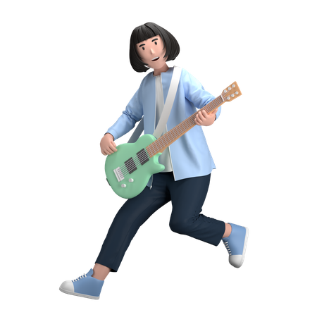 Fêmea com guitarra  3D Illustration