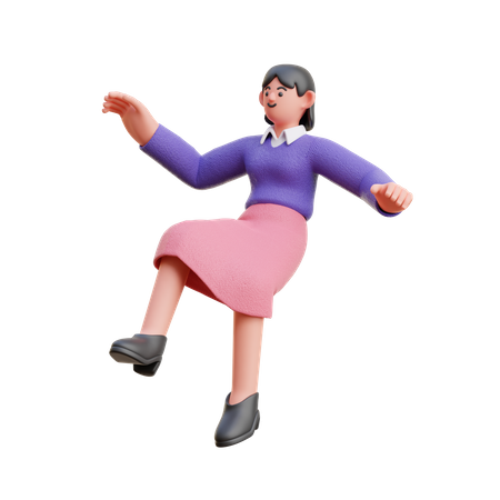 Mulher flutuando para baixo  3D Illustration