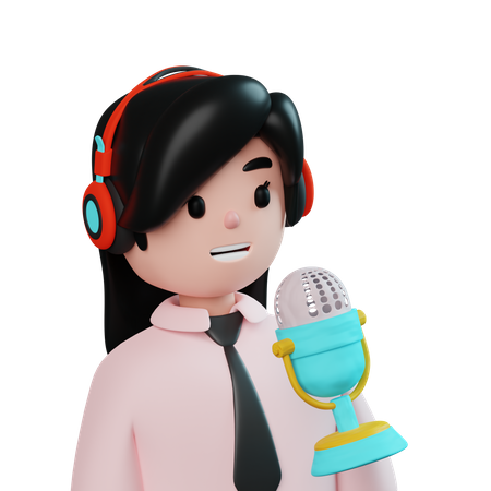 Podcaster feminina  3D Icon