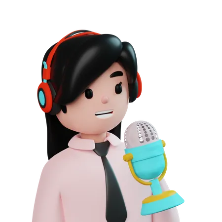 Podcaster feminina  3D Icon