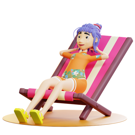 Turista feminina relaxada  3D Illustration