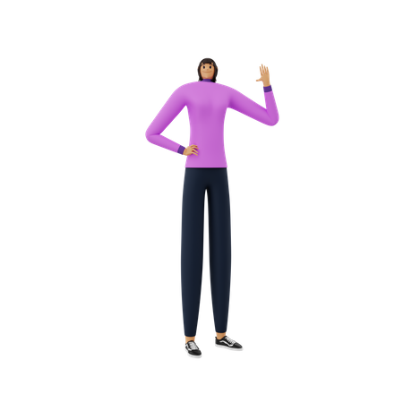 Femme affaires, agitant la main  3D Icon