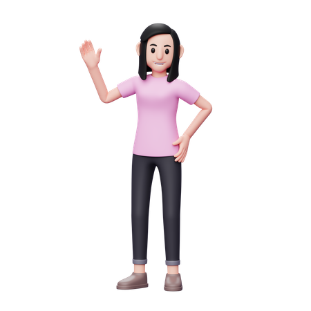 Femme agitant la main  3D Icon