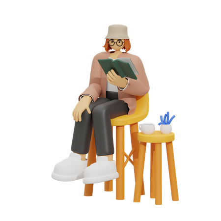 Femme aime lire  3D Illustration