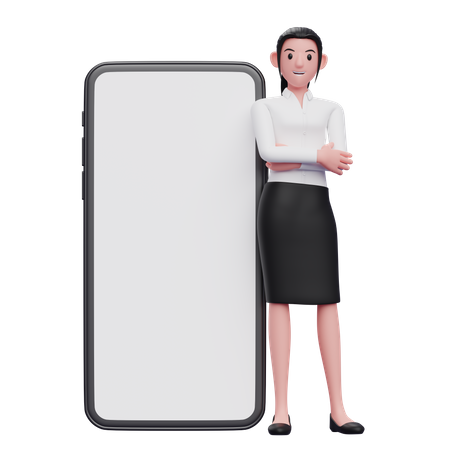 Femme penchée sur le téléphone  3D Illustration