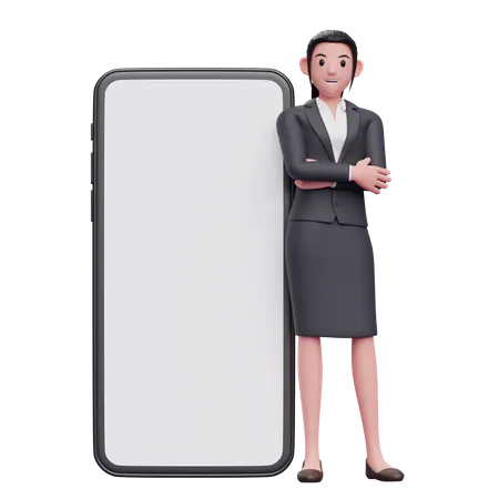 Femme penchée sur le téléphone  3D Illustration