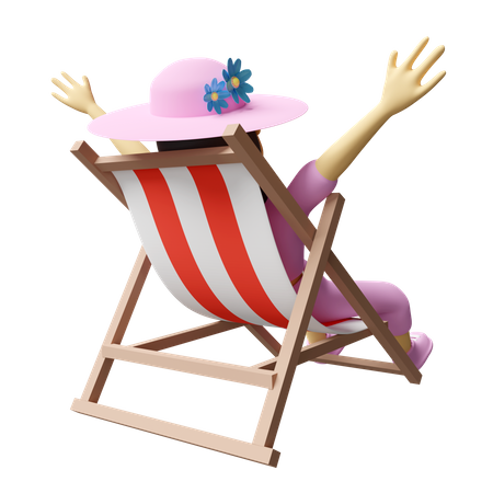 Femme assise dans une chaise de plage  3D Icon
