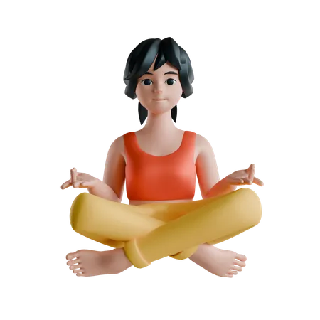 Femme assise en posture de yoga  3D Icon