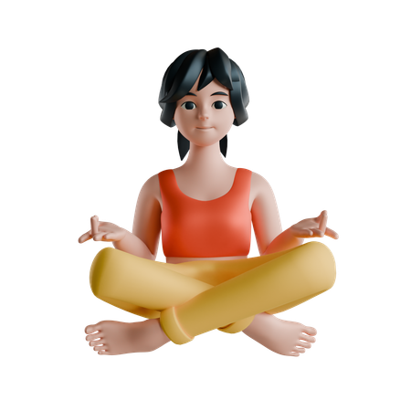 Femme assise en posture de yoga  3D Icon