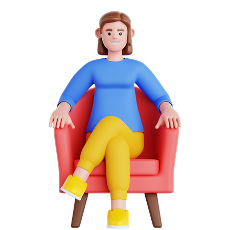 Femme assise sur un canapé  3D Illustration