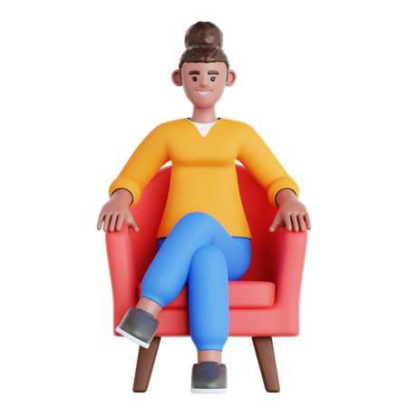 Femme assise sur un canapé  3D Illustration