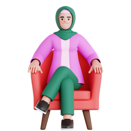 Femme assise sur un canapé  3D Illustration