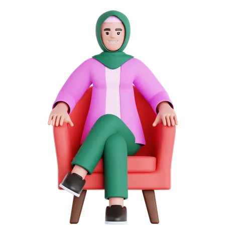 Femme assise sur un canapé  3D Illustration