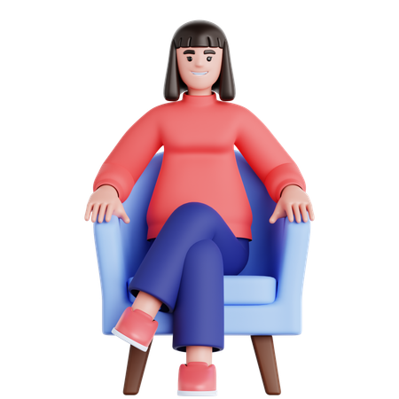 Femme assise sur un canapé  3D Illustration