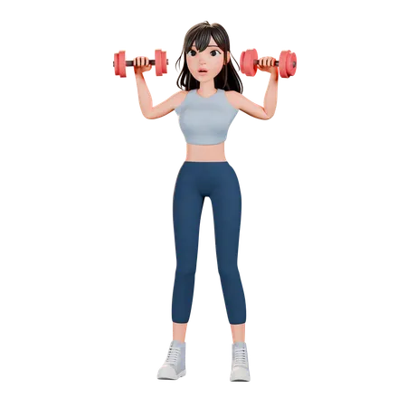 Femme athlétique faisant de l'entraînement en salle de sport  3D Illustration