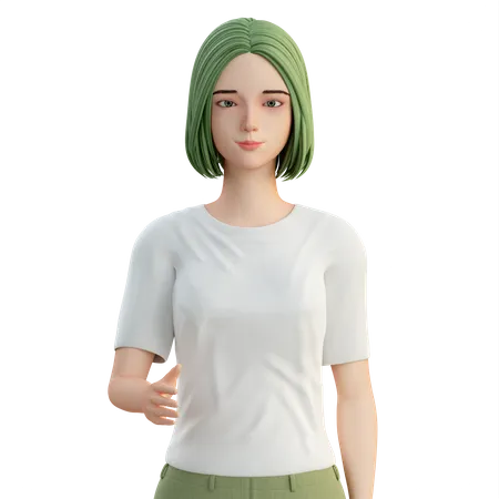 Femme avec geste de poignée de main  3D Illustration