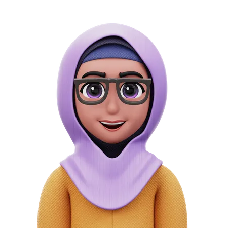 Femme avec hijab et lunettes  3D Icon