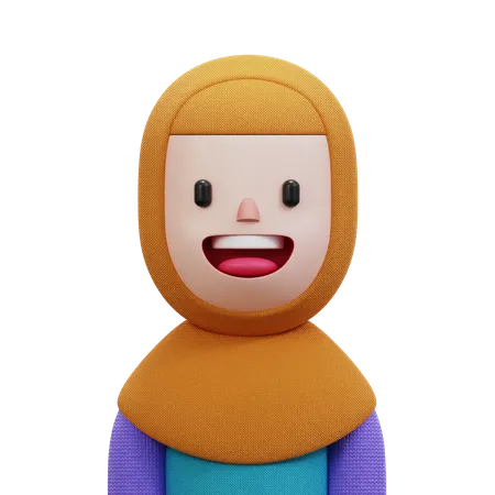 Femme avec hijab orange  3D Icon