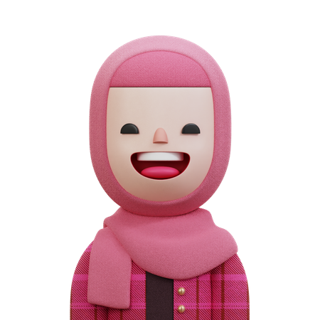 Femme avec hijab rose  3D Icon