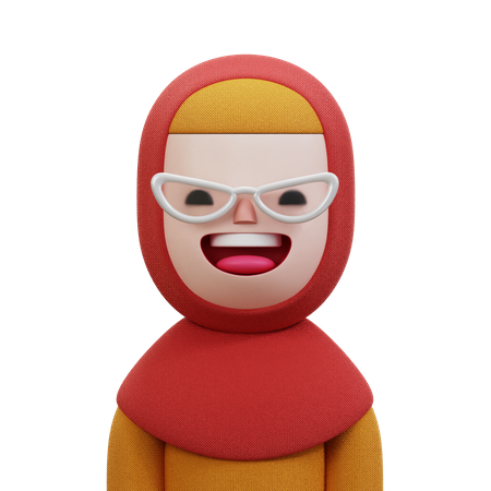 Femme avec hijab rouge  3D Icon