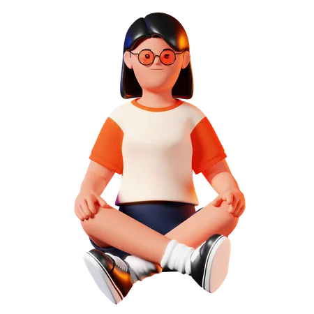 Femme avec pose de méditation  3D Illustration