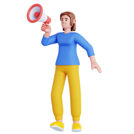 Femme avec mégaphone  3D Illustration