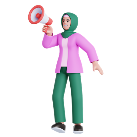 Femme avec mégaphone  3D Illustration