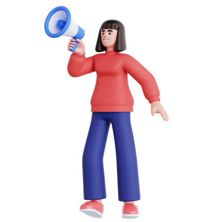 Femme avec mégaphone  3D Illustration