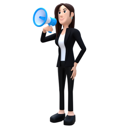 Femme avec mégaphone  3D Illustration