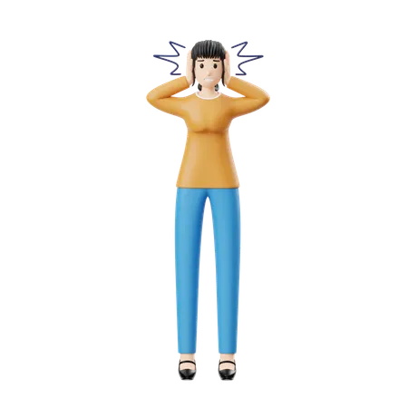 Femme souffrant de troubles mentaux  3D Illustration