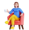 Femme assise sur un canapé avec une tasse de boisson