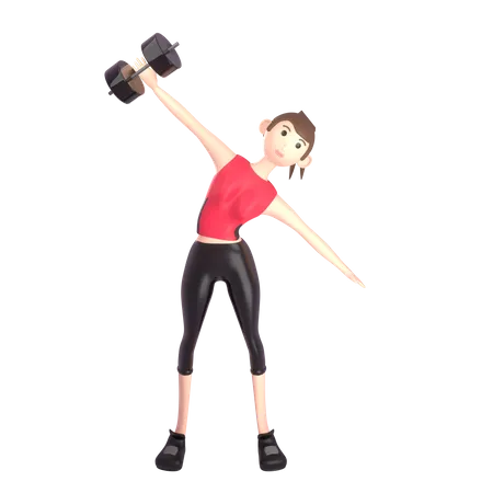 Bodybuilder féminin faisant de l'exercice avec des haltères  3D Illustration