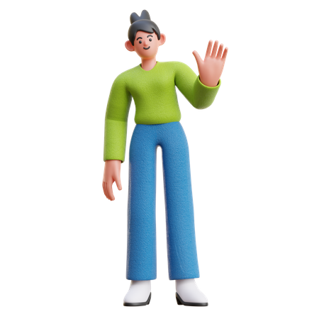 Femme Bonjour Geste De La Main  3D Icon