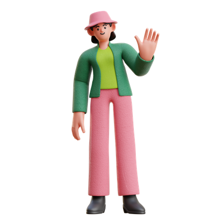 Femme Bonjour Geste De La Main  3D Icon