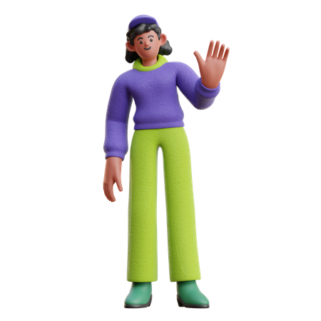 Femme bonjour geste de la main  3D Icon