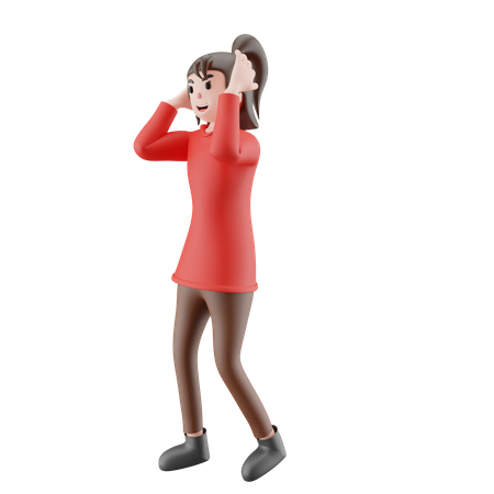 Femme, couvrir, oreille  3D Illustration