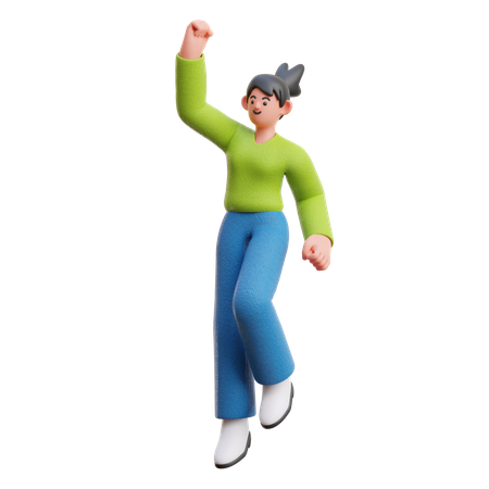 Femme célébrant la pose gagnante  3D Icon