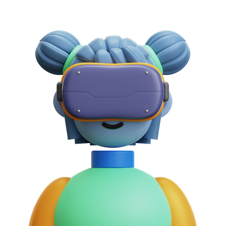 Queue de cheveux de femme avec des lunettes VR  3D Icon