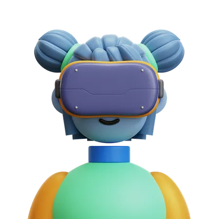 Queue de cheveux de femme avec des lunettes VR  3D Icon