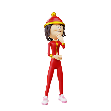 Femme chinoise pensant  3D Icon