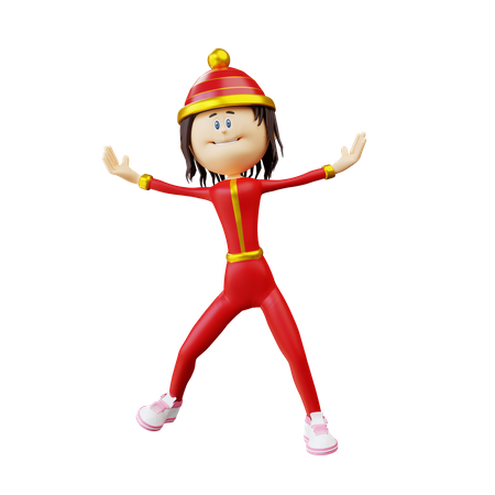 Femme chinoise très heureuse  3D Icon