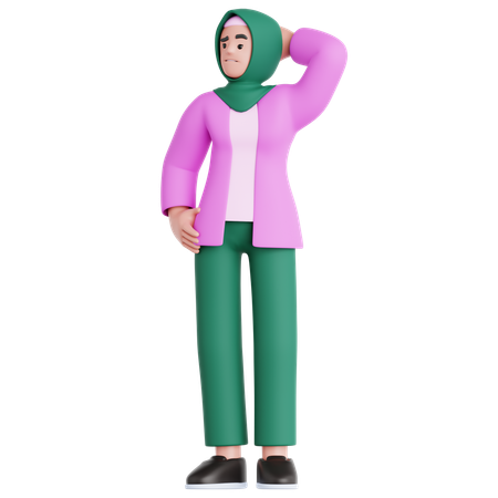 Femme confuse  3D Illustration