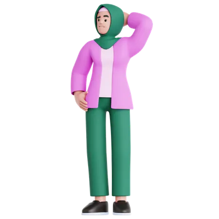 Femme confuse  3D Illustration