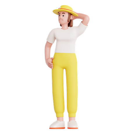 Femme confuse  3D Illustration