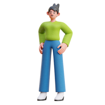 Femme cool en pose debout  3D Icon