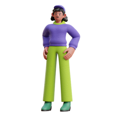 Femme cool en pose debout  3D Icon