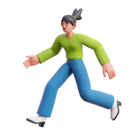 Femme qui court vite  3D Illustration