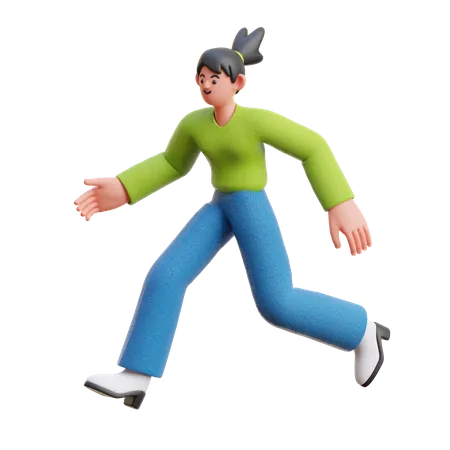 Femme qui court vite  3D Illustration