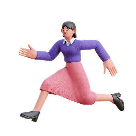 Femme qui court vite  3D Illustration